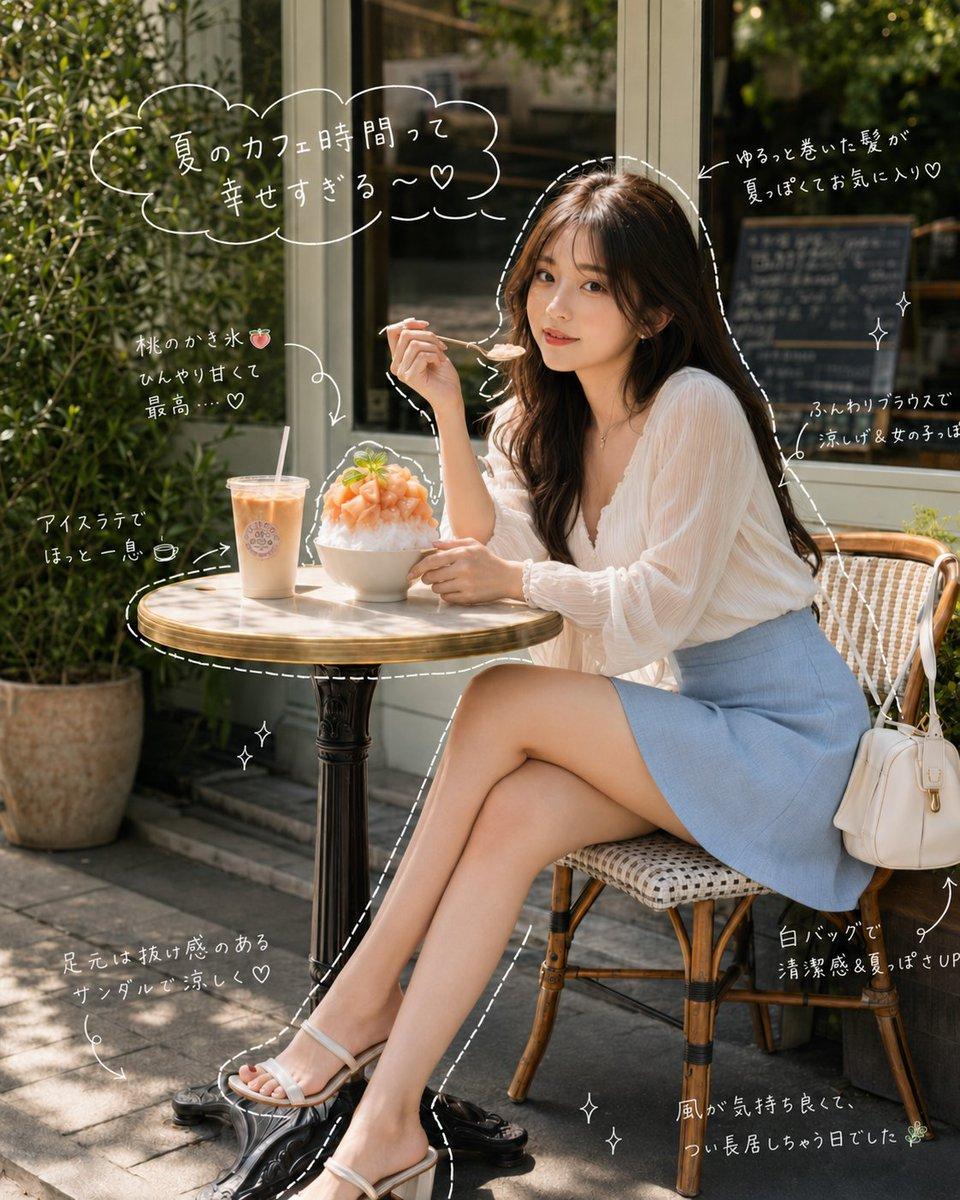 Japanese Summer Cafe Portrait - AI image template preview