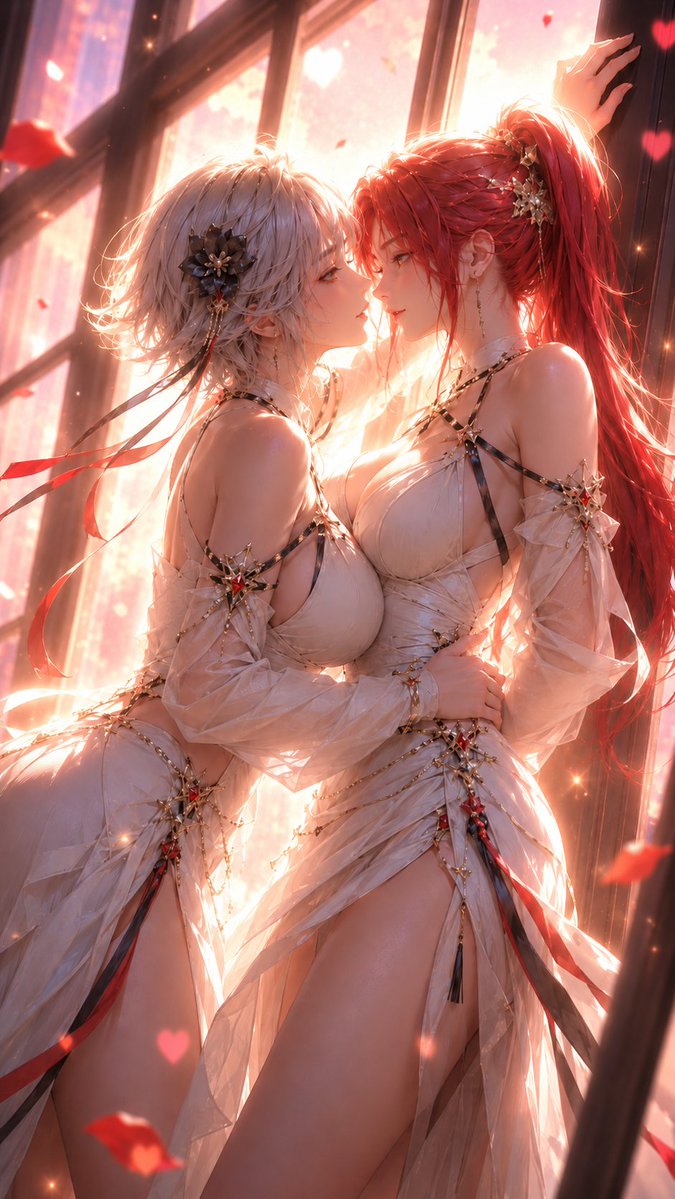 Romantic 3D CG Yuri Illustration - AI image template preview