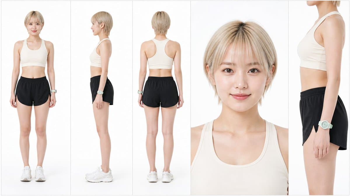 Japanese Female Runner Character Sheet - AI image template preview