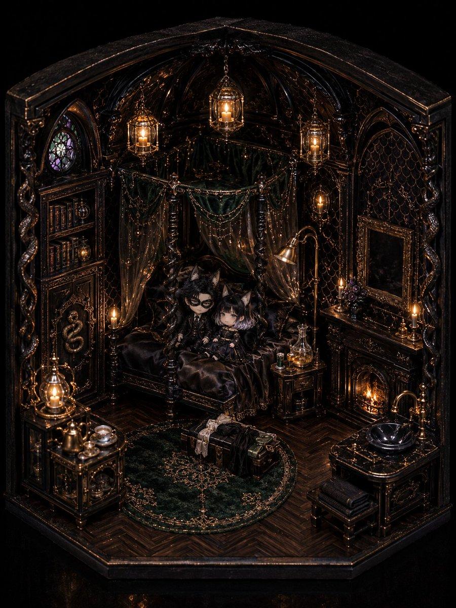 Gothic Chibi Dollhouse Chamber - AI image template preview