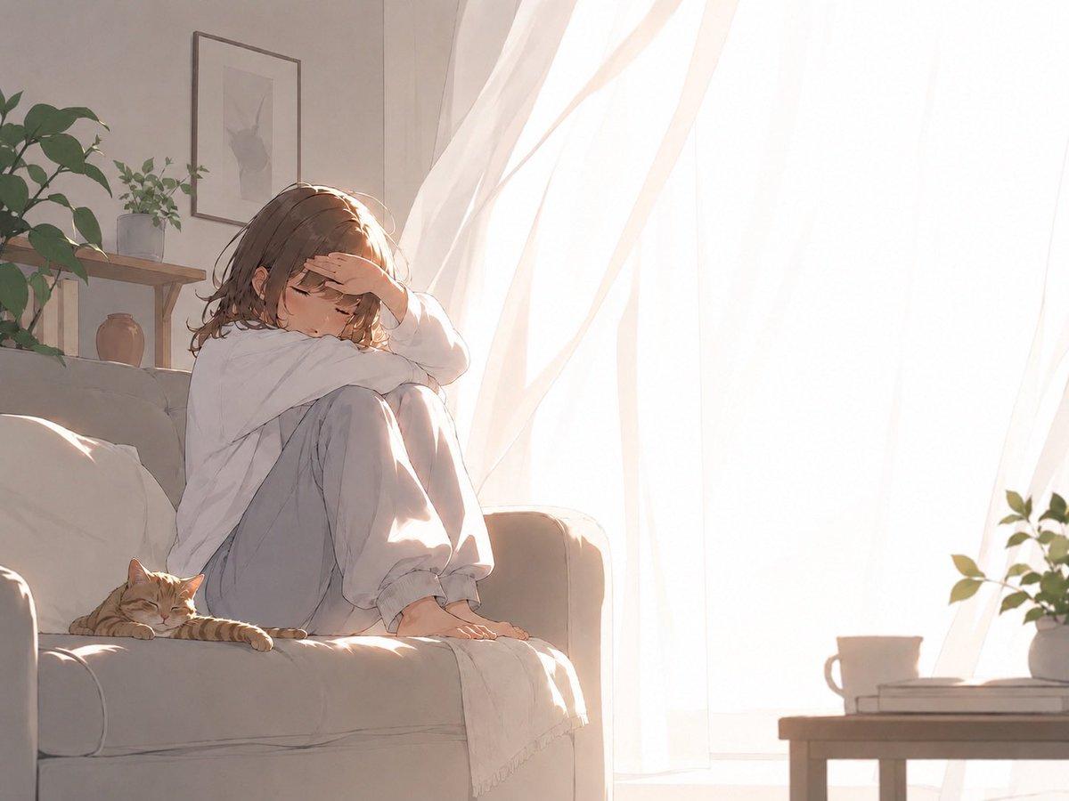 Backlit Morning Sofa Anime Scene - AI image template preview