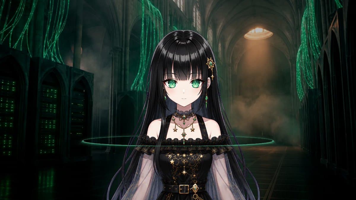 Gothic Cyber VTuber Cathedral Portrait - AI image template preview