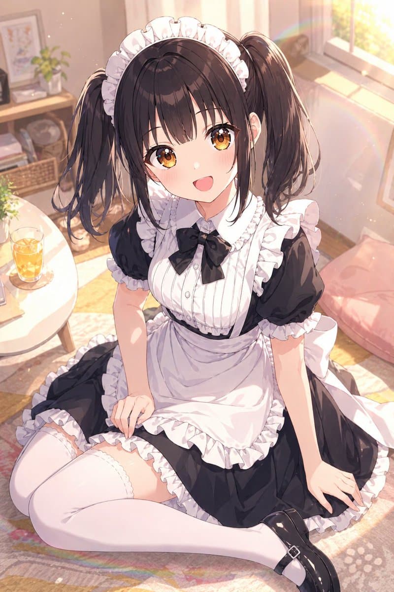 Sunlit Anime Maid Portrait - AI image template preview