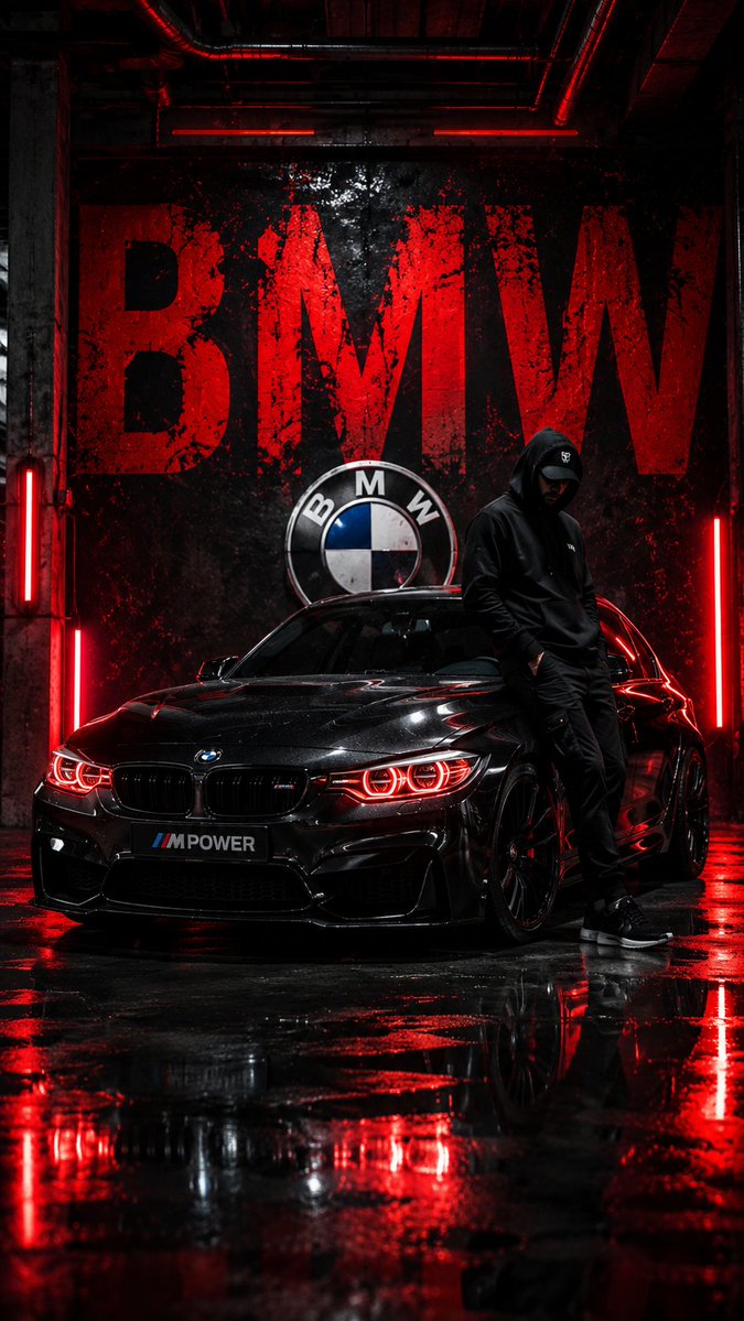 BMW Cyberpunk Garage Wallpaper - AI image template preview
