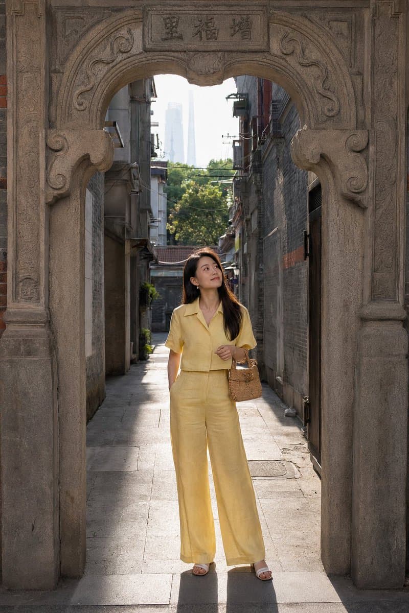 Shanghai Shikumen Street Portrait - AI image template preview
