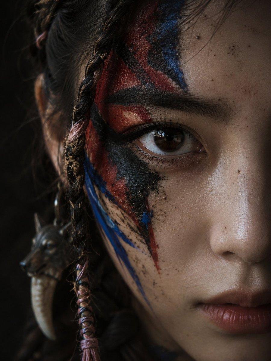 Cinematic Tribal Warrior Portrait - AI image template preview
