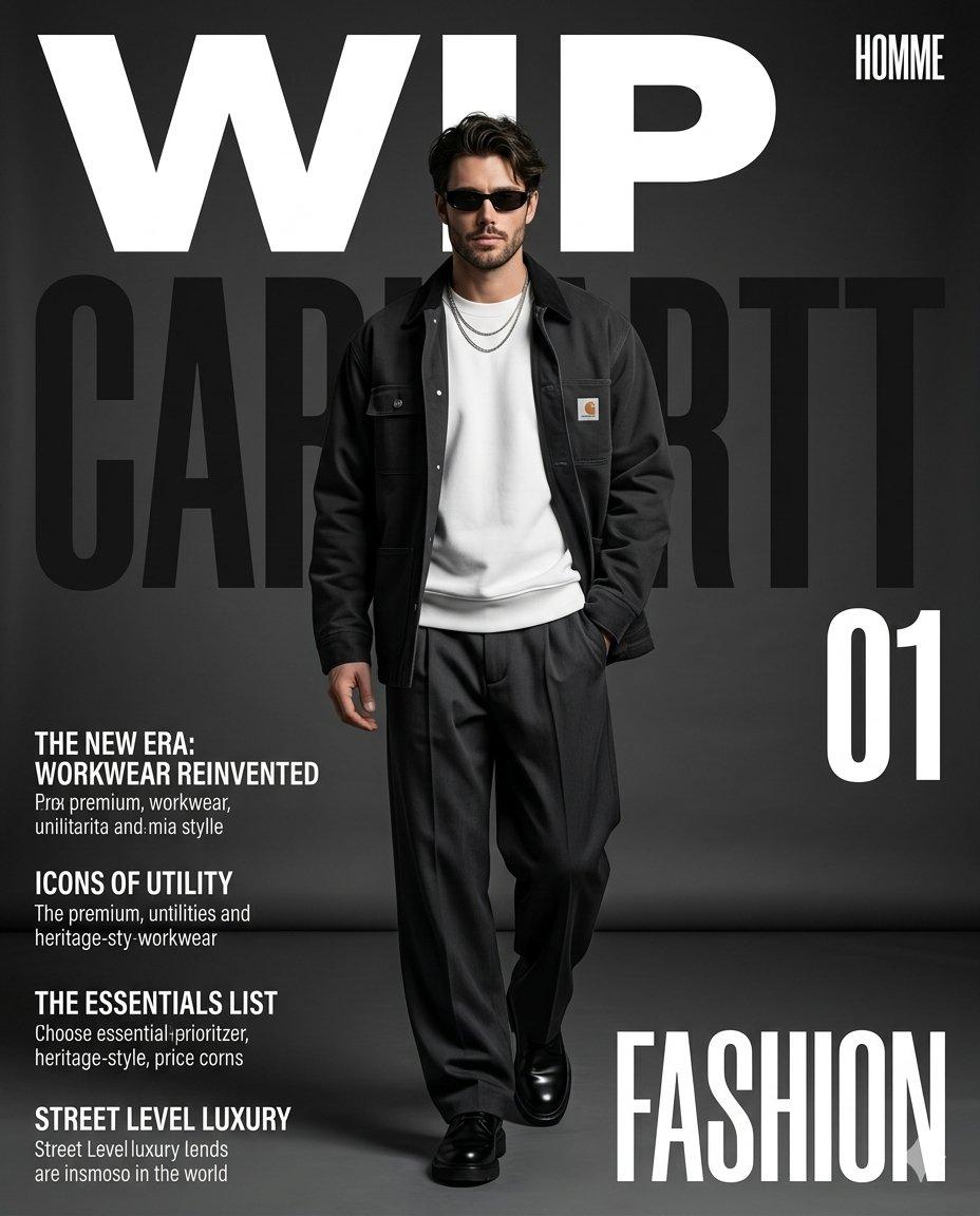 Premium Workwear Magazine Cover - AI image template preview