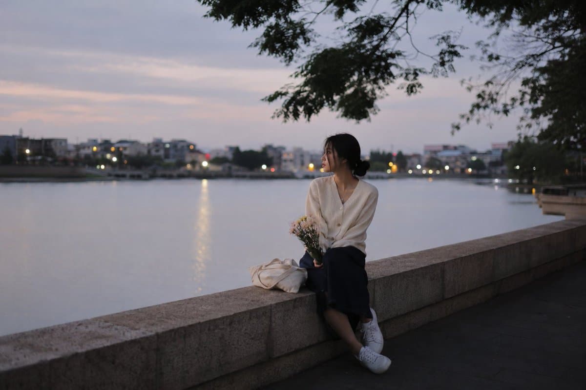 Peaceful Summer Riverside Evening - AI image template preview