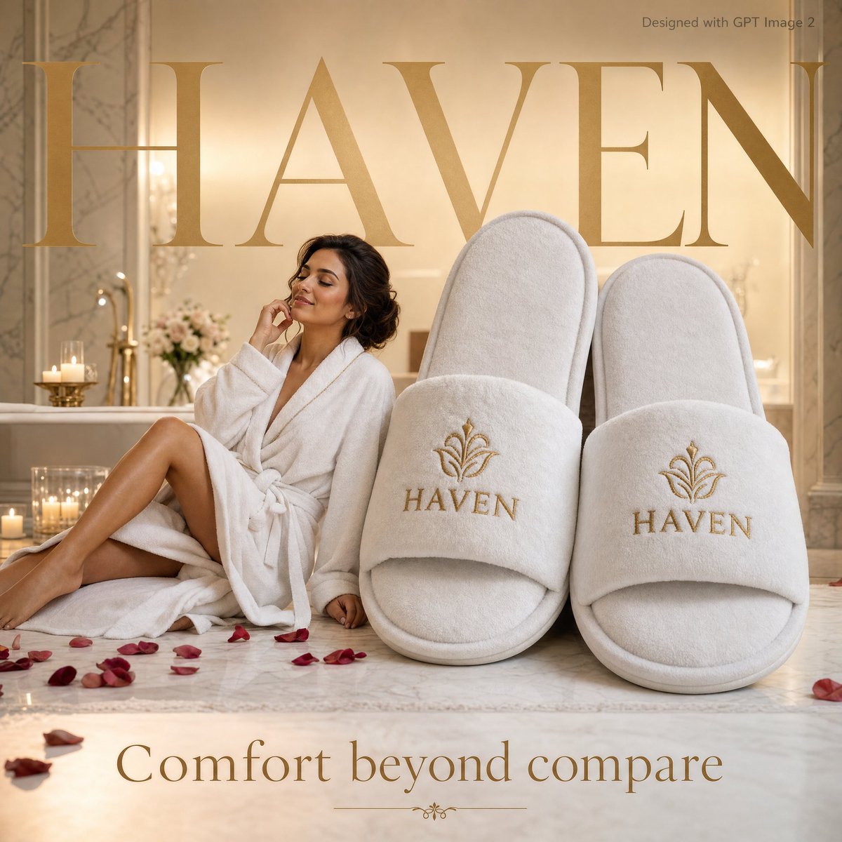Luxury Hospitality Slipper Ad - AI image template preview