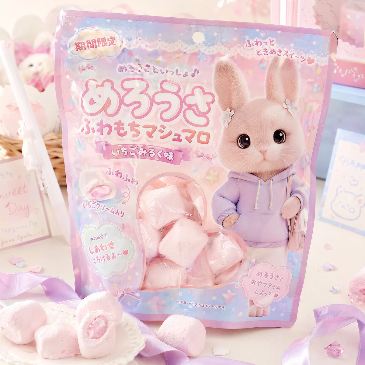 Kawaii Japanese Candy Packaging - AI image template preview