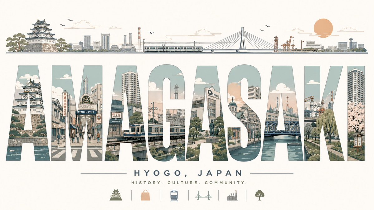 Retro Amagasaki Travel Poster - AI image template preview