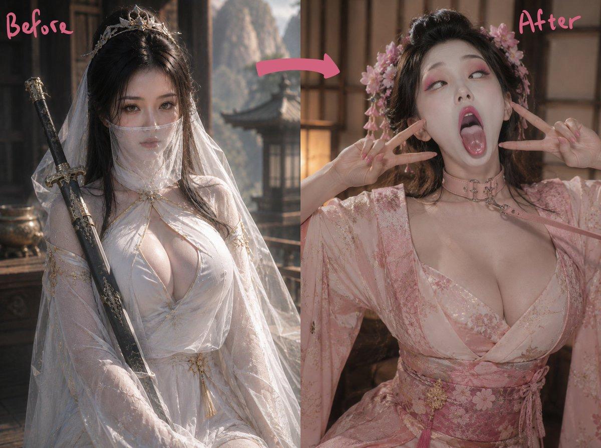 Ancient Fantasy Before After Diptych - AI image template preview
