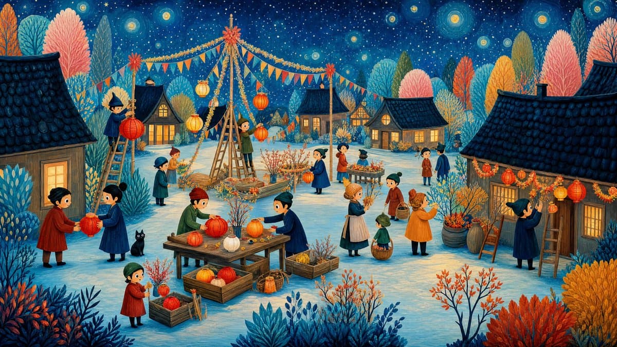 Whimsical Winter Lantern Festival - AI image template preview