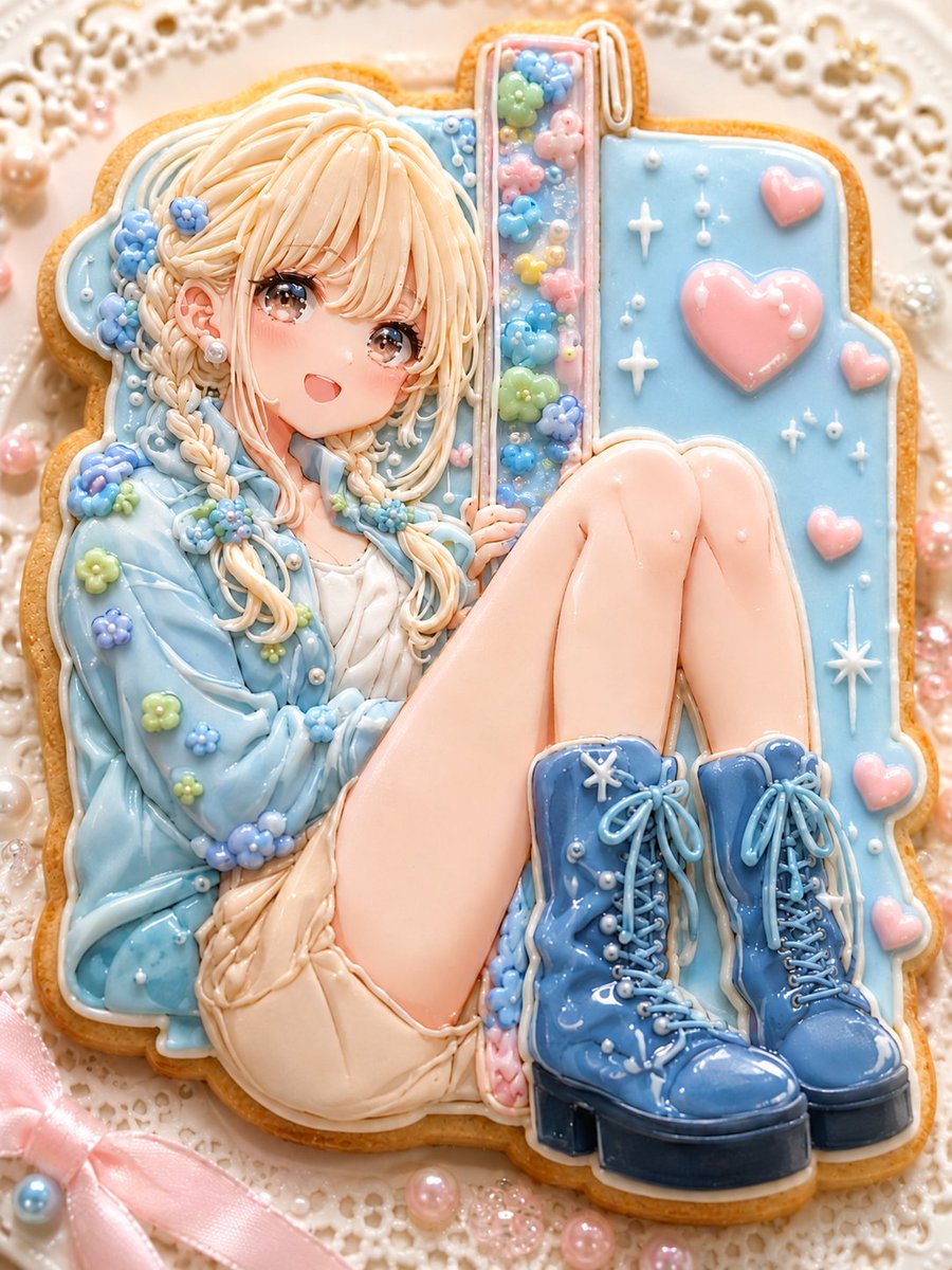 Kawaii Anime Icing Cookie - AI image template preview