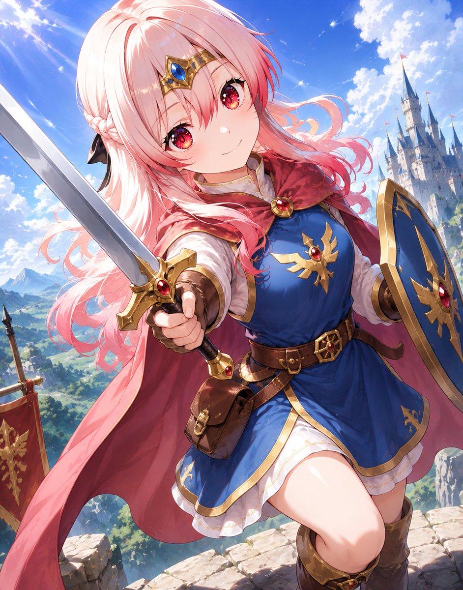 Pink-Haired Anime Female Hero - AI image template preview
