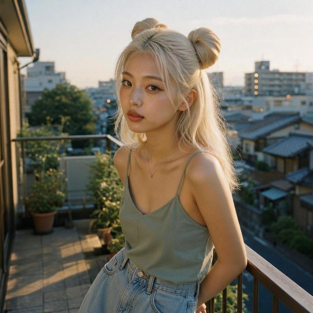 Golden Hour Balcony Portrait - AI image template preview