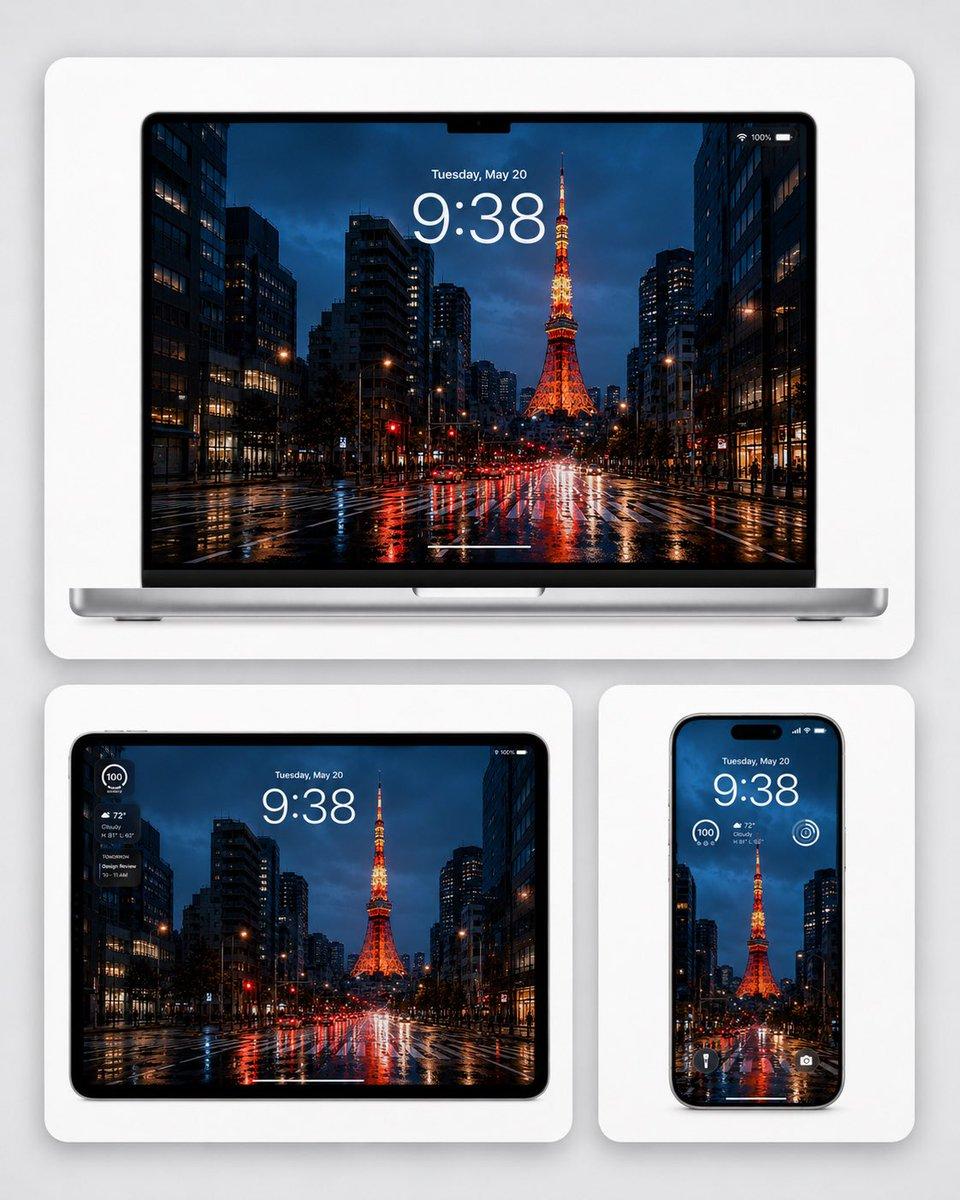 Rainy Tokyo Tower Device Mockup - AI image template preview
