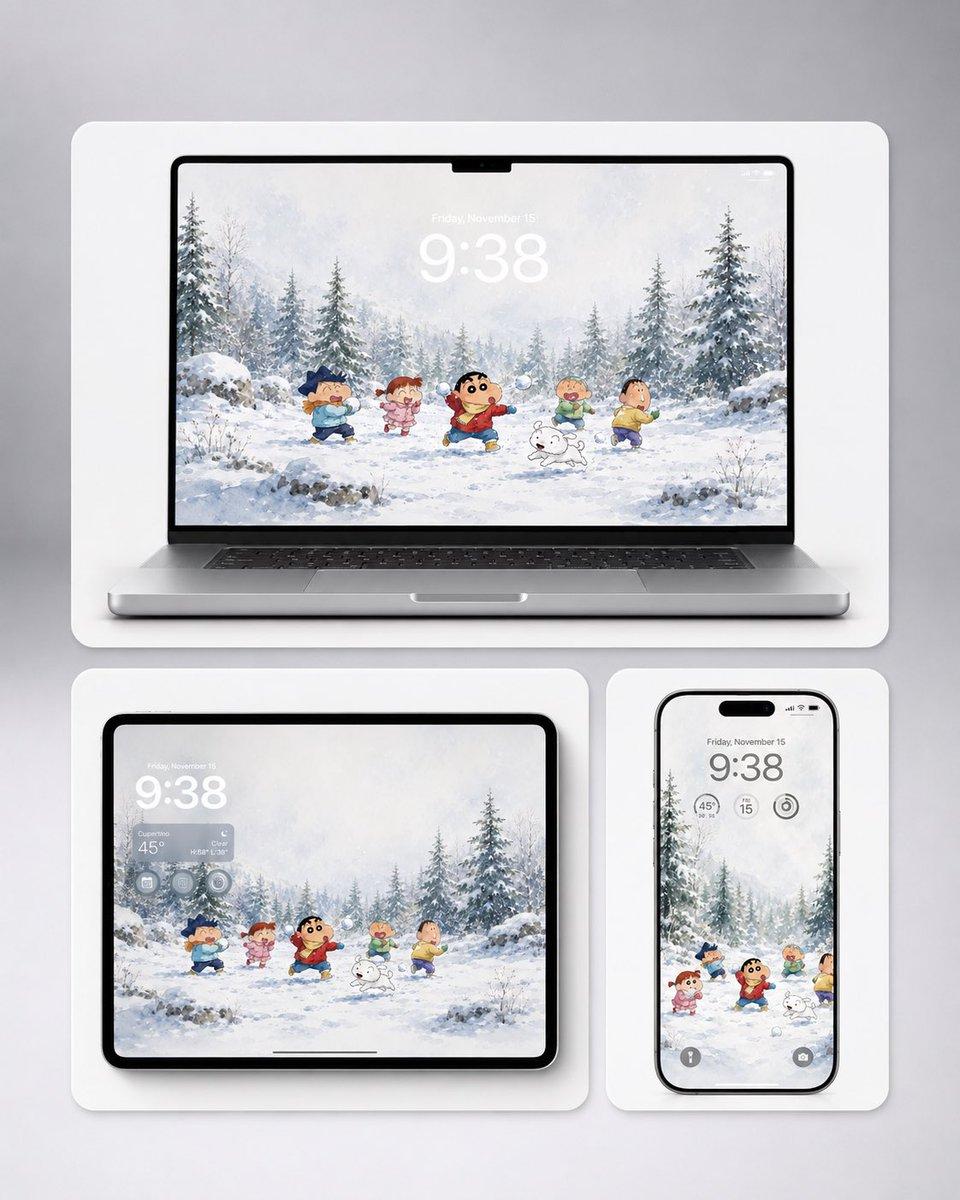 Shin-chan Winter Device Wallpaper Mockup - AI image template preview