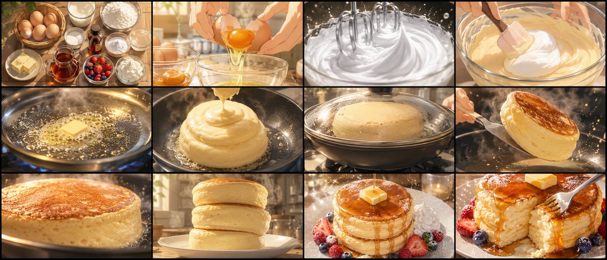 Soufflé Pancake Anime Storyboard - AI image template preview