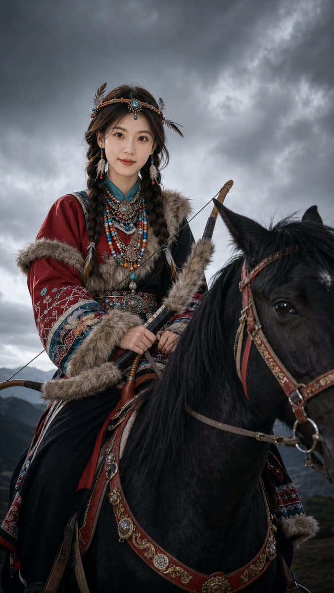 Nomadic Archer Cinematic Editorial Portrait - AI image template preview