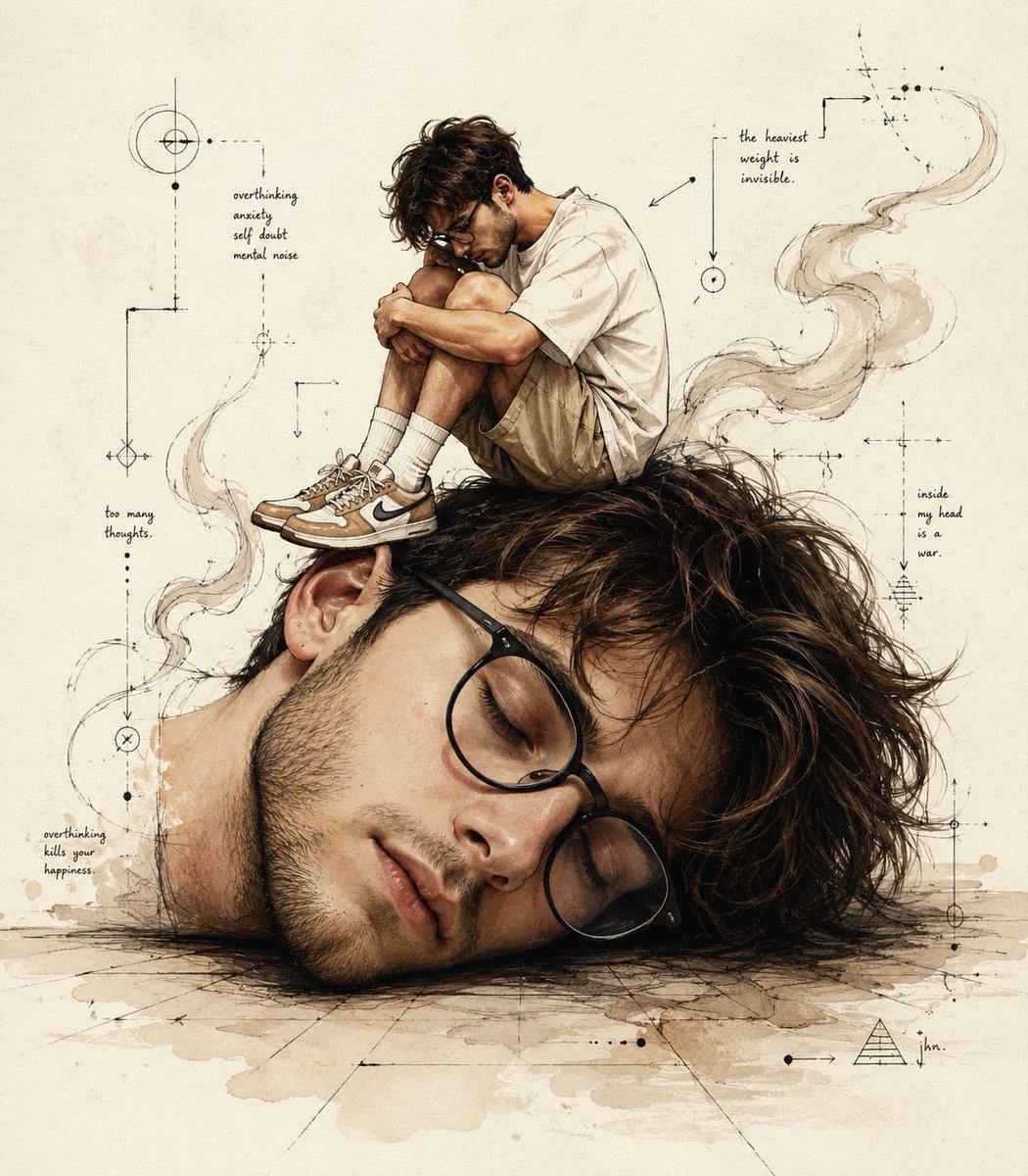Surreal Conceptual Overthinking Illustration - AI image template preview