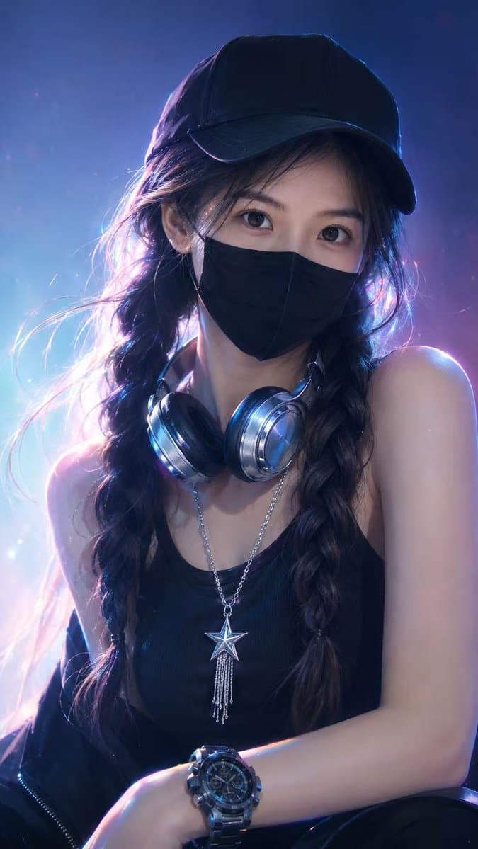 Neon Cyber Streetwear Portrait - AI image template preview