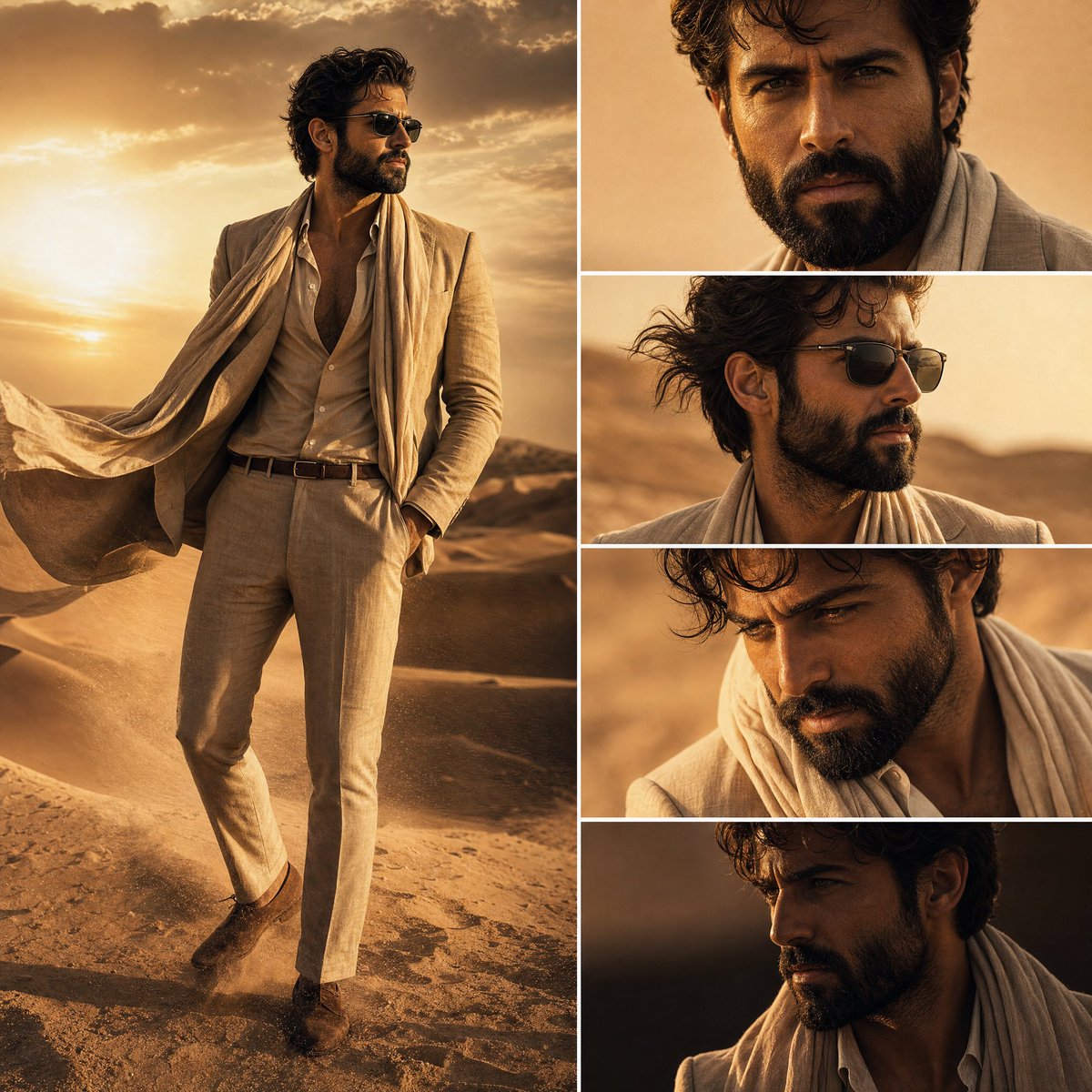 Desert Fashion Editorial Collage - AI image template preview