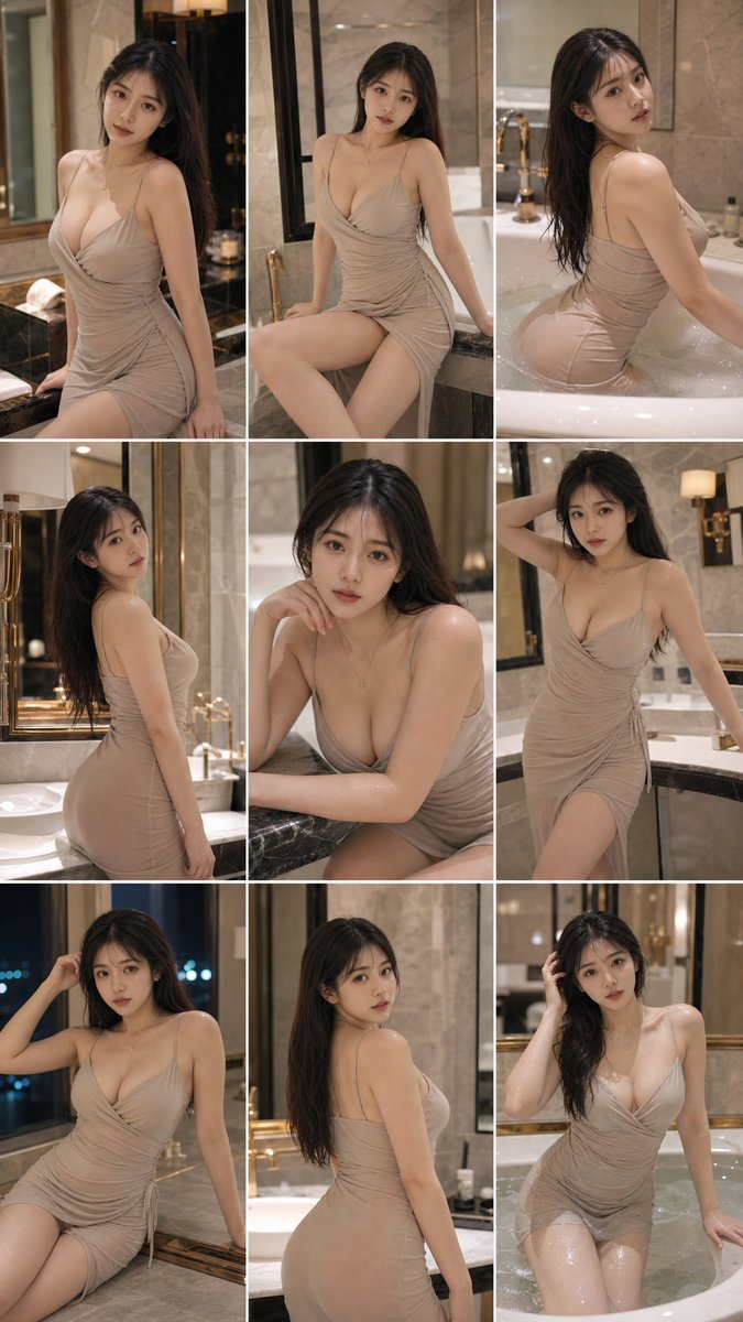 Elegant Bathroom Portrait Grid - AI image template preview