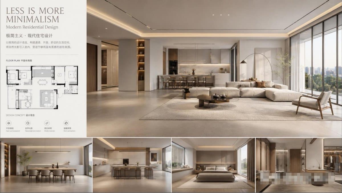 Modern Minimalist Interior Design Showcase - AI image template preview