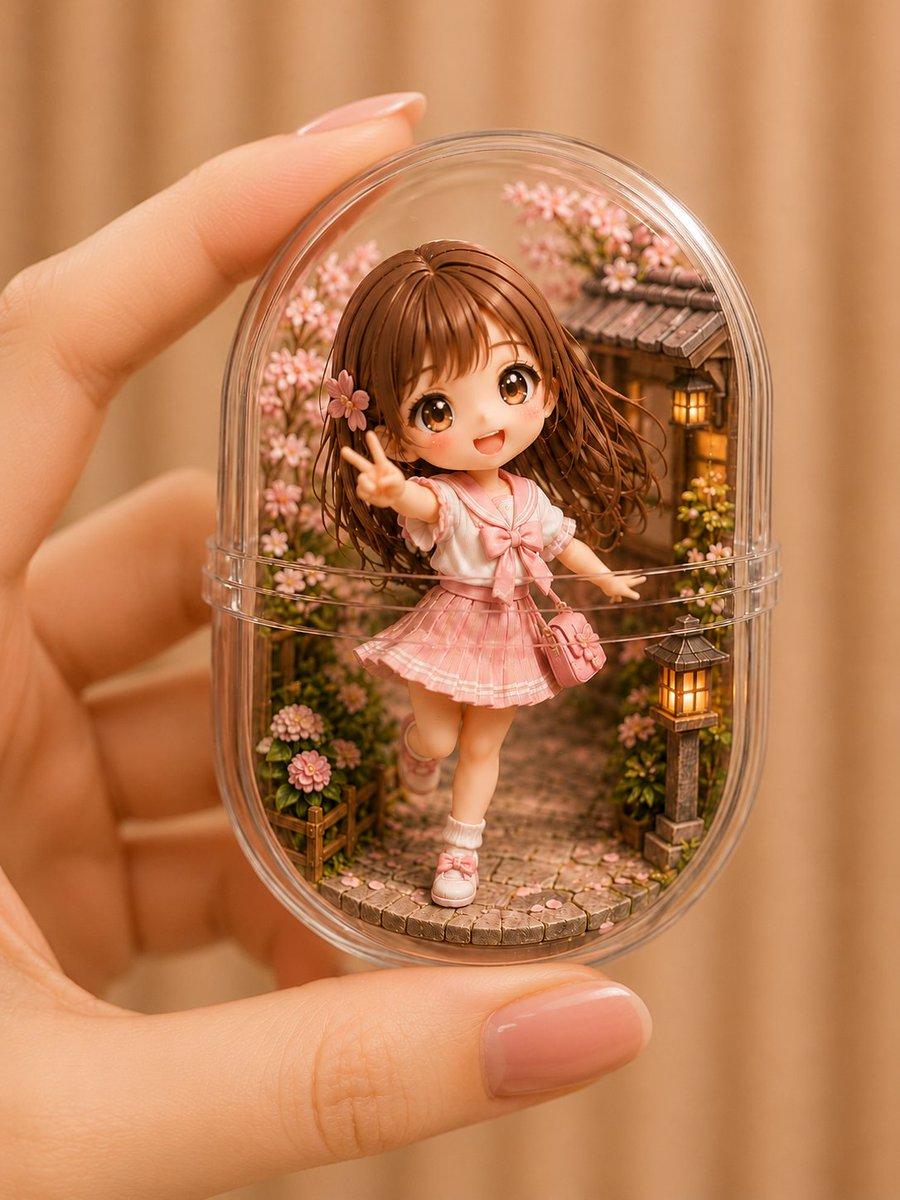 Kawaii Miniature Girl in Capsule - AI image template preview