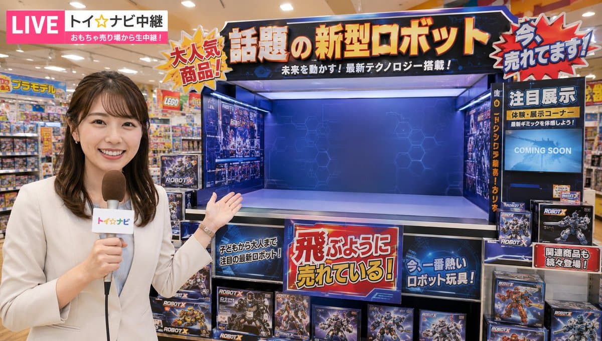 News Reporter Toy Store Scene - AI image template preview