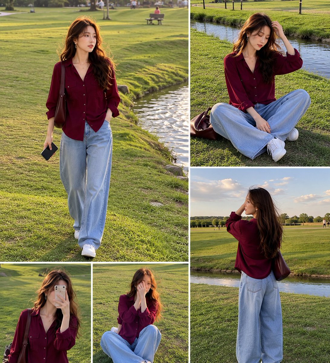 Lifestyle Fashion Collage of a Young Woman - AI image template preview