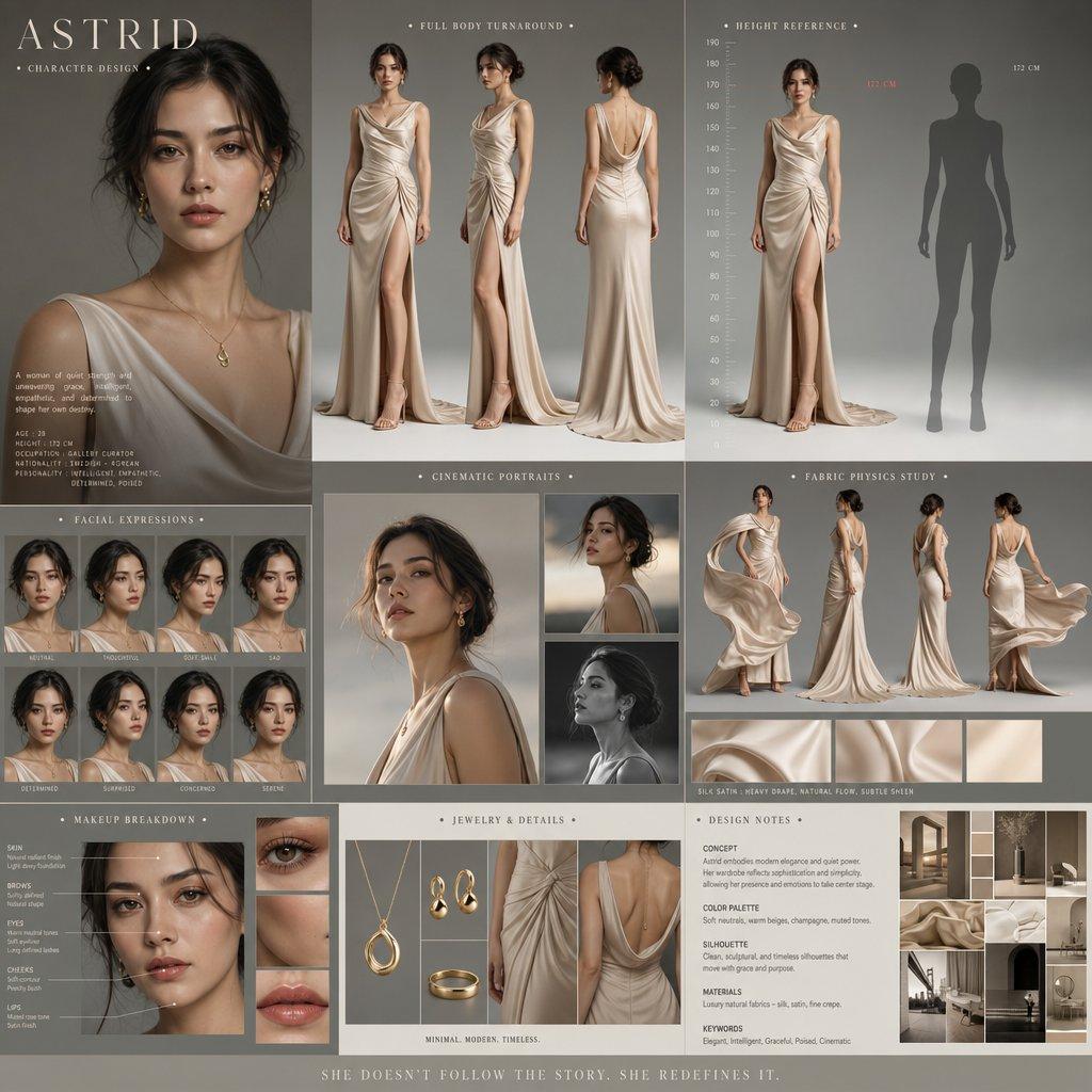 Cinematic Character Design Board - AI image template preview