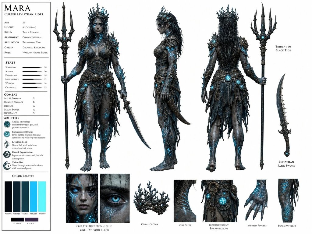 Cursed Sea Leviathan Rider - AI image template preview