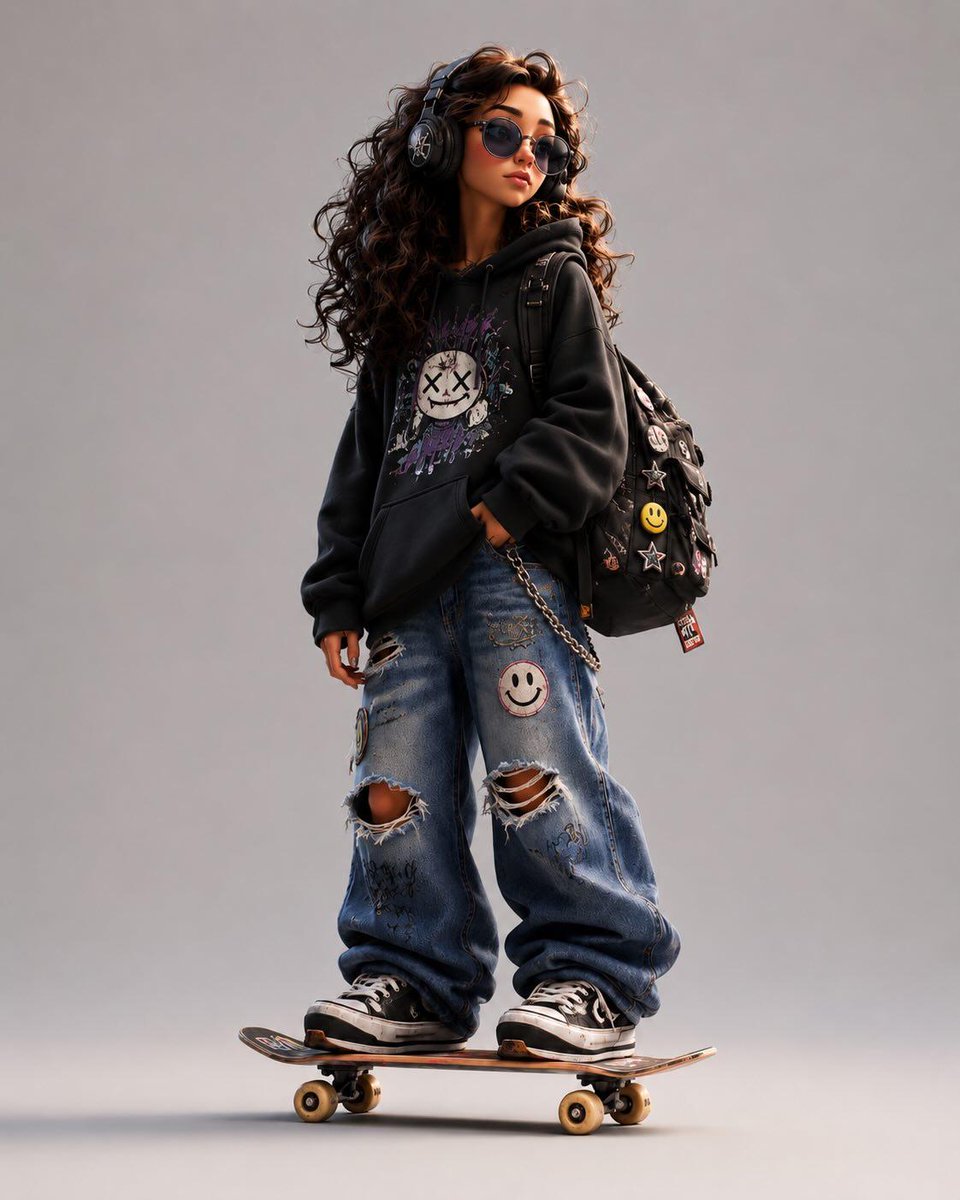 Stylized Urban 3D Skater Character - AI image template preview