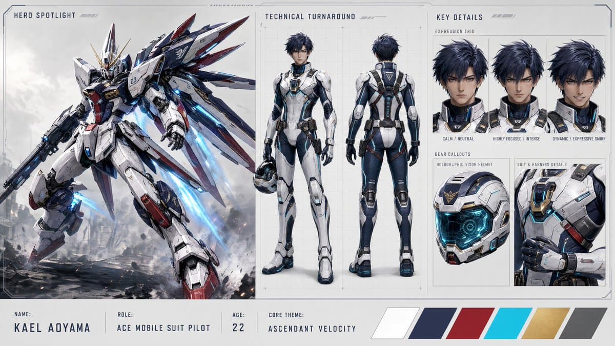 Mecha Character Concept Showcase - AI image template preview