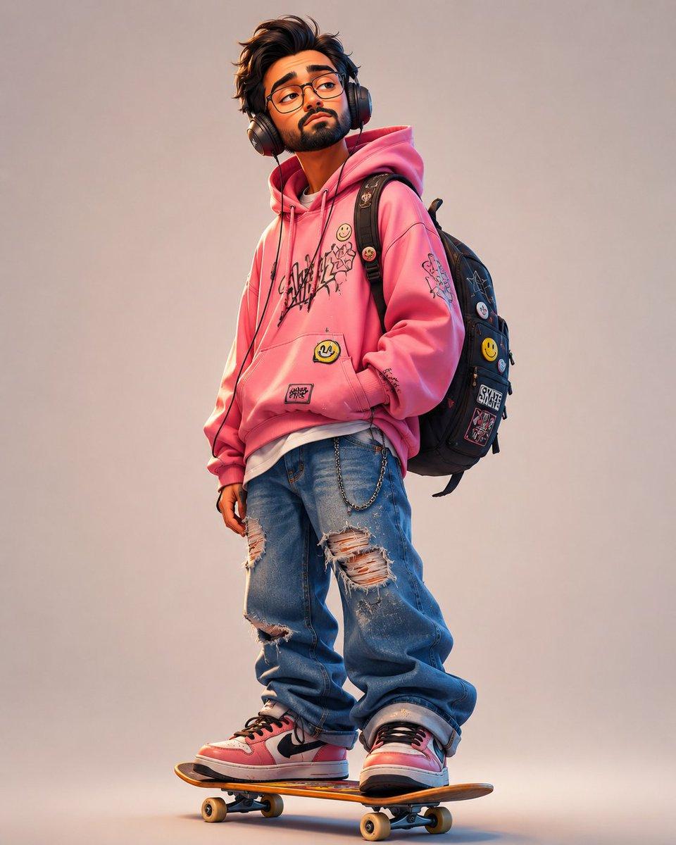 Anonymous Pink Hoodie Skater - AI image template preview