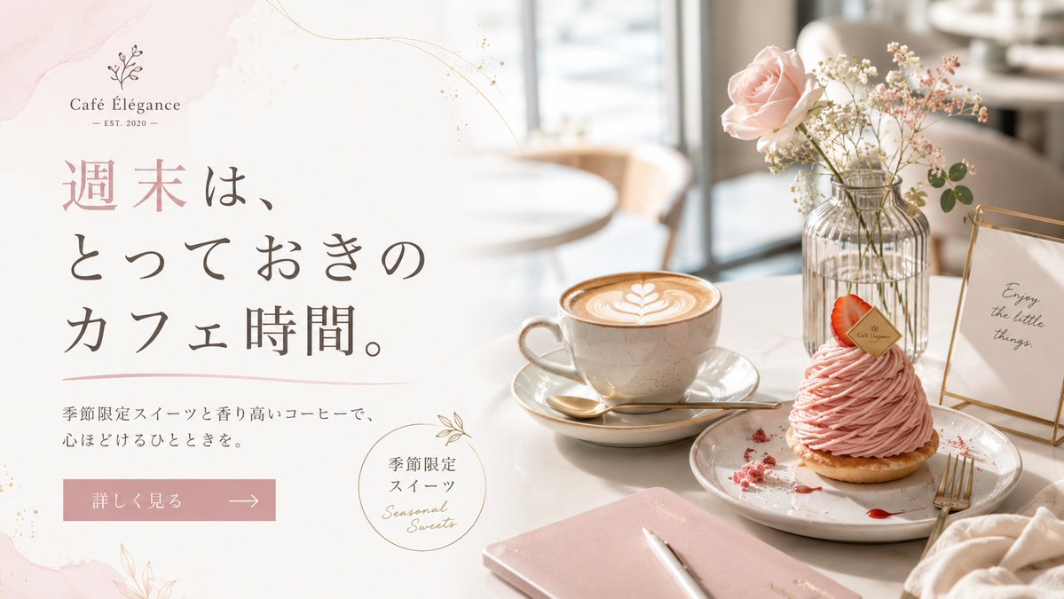 Elegant Café Weekend Banner - AI image template preview