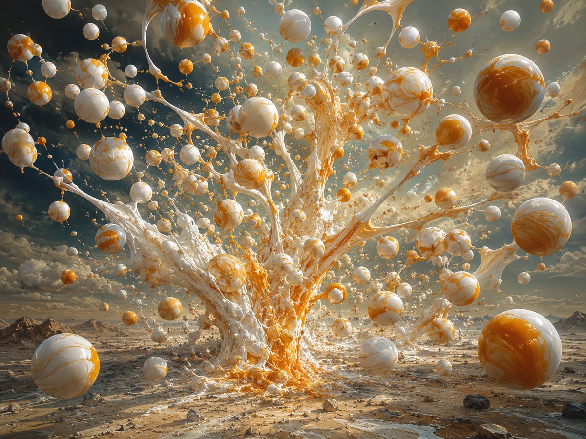 Surreal Orange White Liquid Explosion - AI image template preview