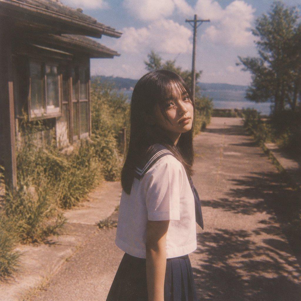 Nostalgic Summer Schoolgirl Snapshot - AI image template preview