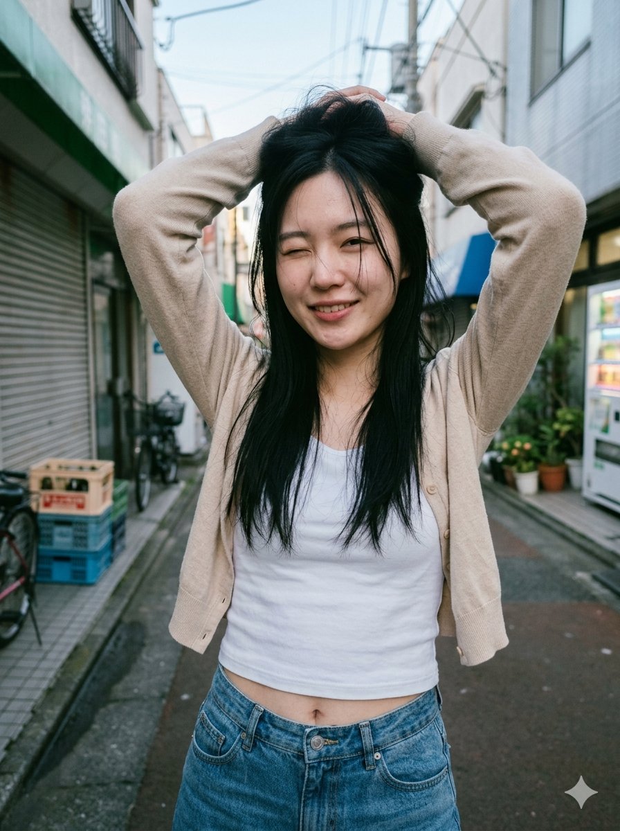 Blurred Face Japanese Alley Portrait - AI image template preview