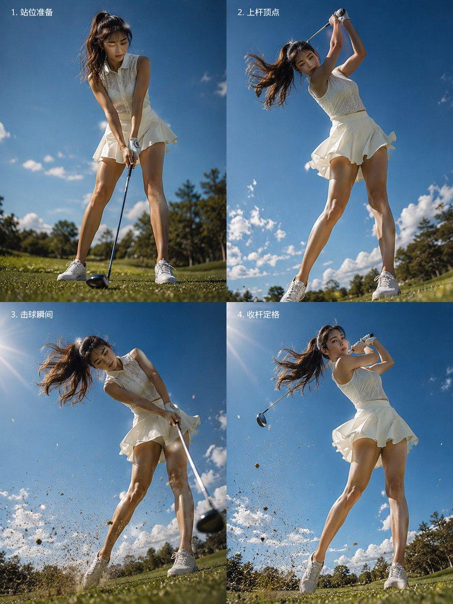 Four-Panel Golf Swing Sequence - AI image template preview