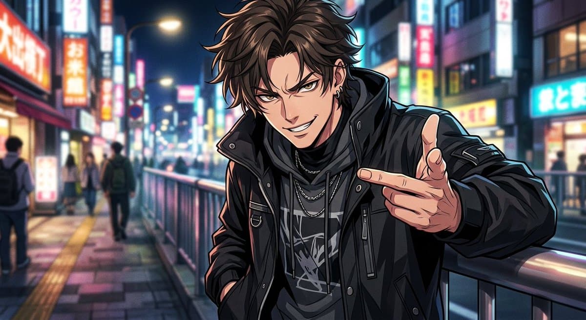 Neon Anime Streetwear Portrait - AI image template preview