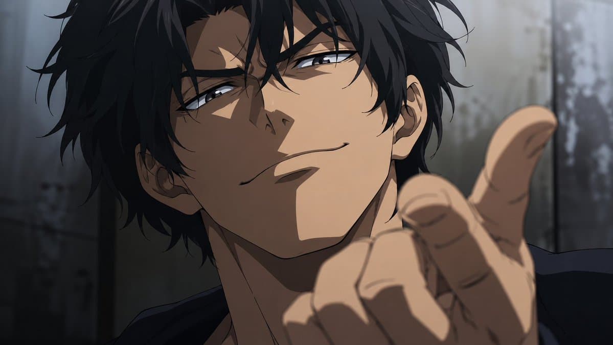 Smirking Anime Man Close-Up - AI image template preview