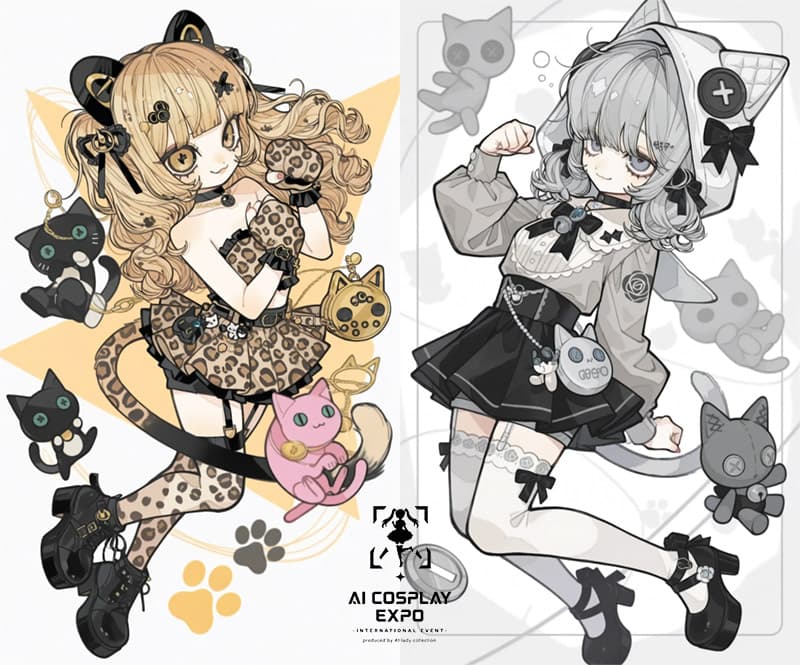 AI Cosplay Expo Cat Girls - AI image template preview