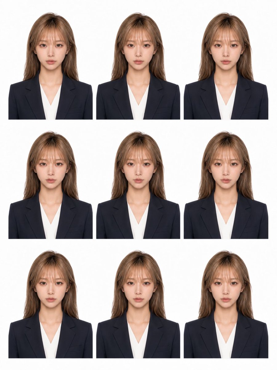 Nine-Photo ID Portrait Sheet - AI image template preview