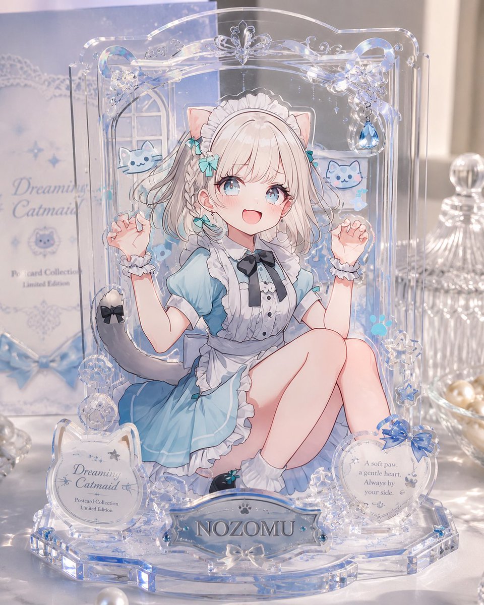 Layered Acrylic Catmaid Postcard Display - AI image template preview