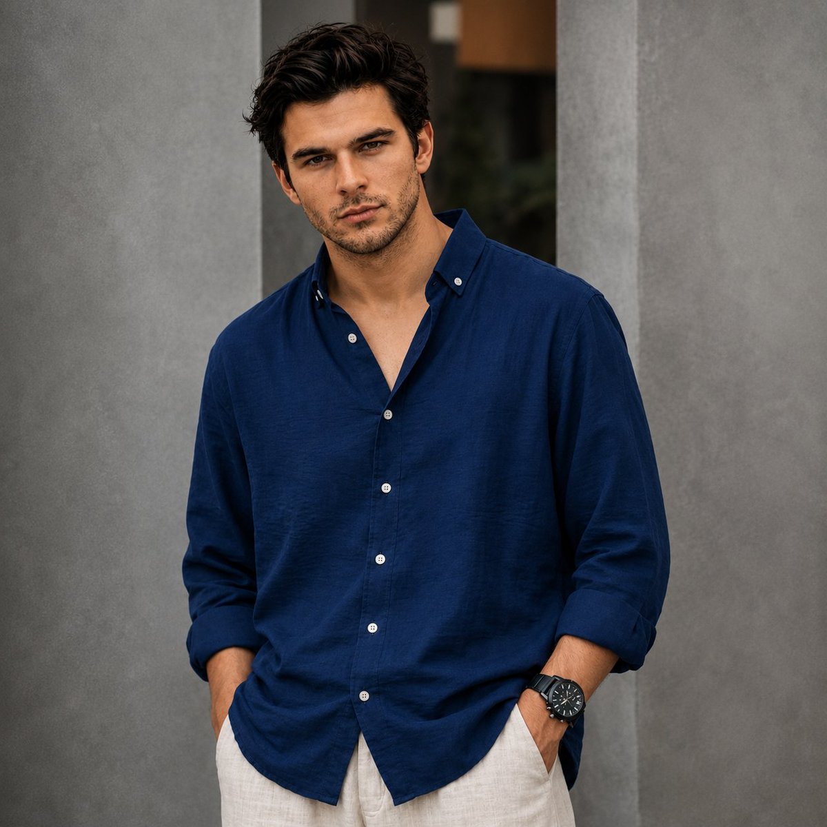 Professional Male Editorial Fashion Portrait - AI image template preview