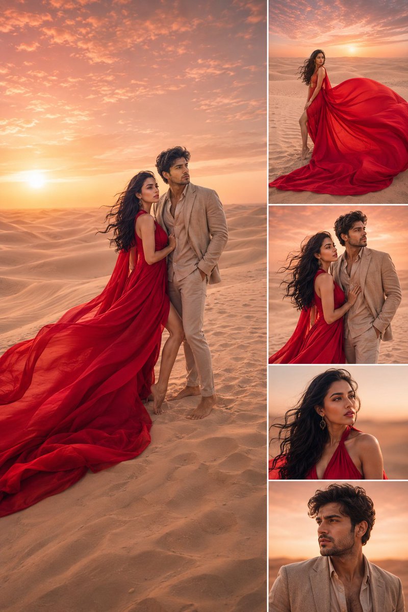 Luxury Desert Fashion Magazine Layout - AI image template preview