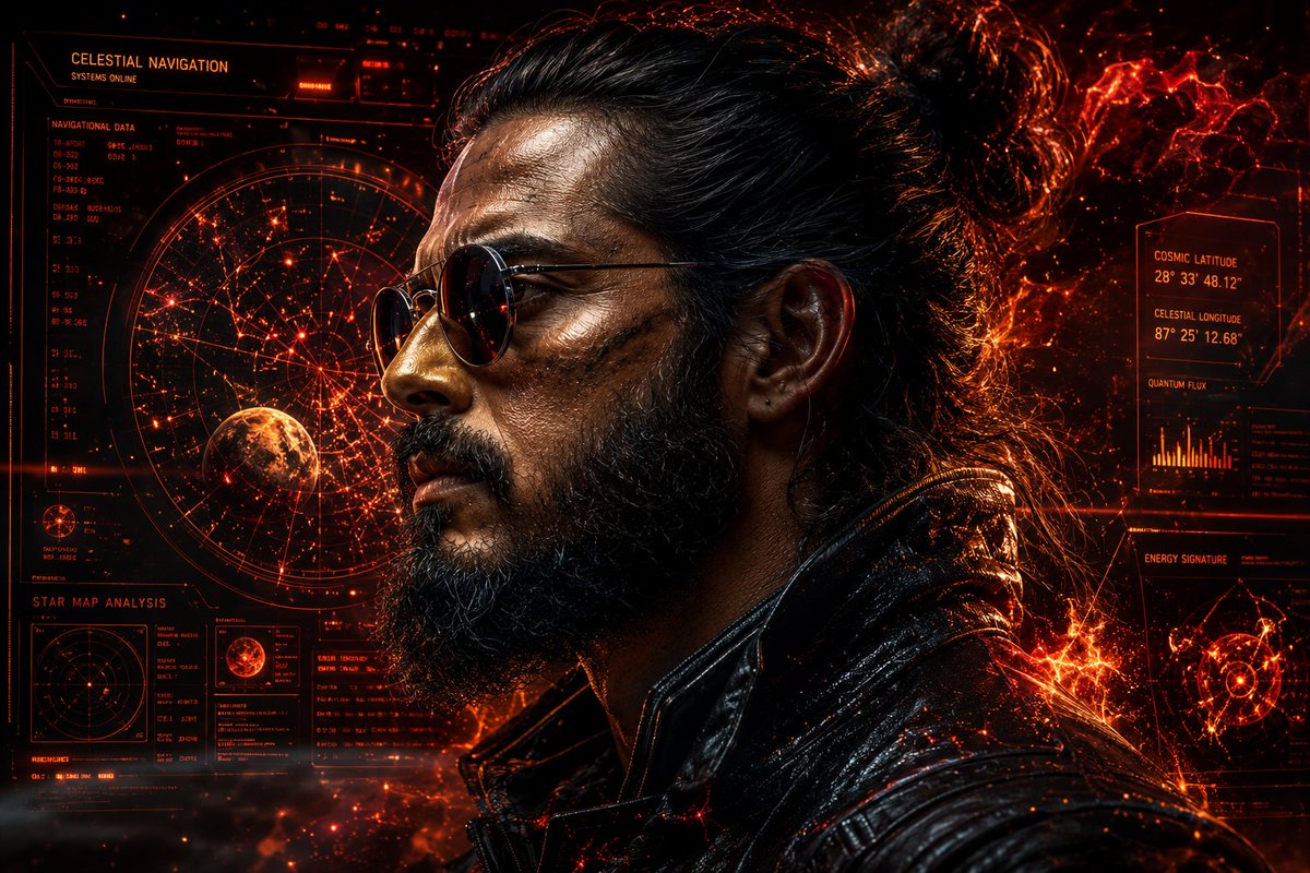 Rugged Cyberpunk Man HUD Portrait - AI image template preview